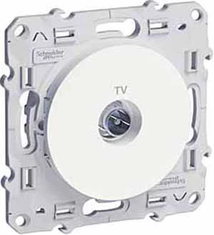Розетка телевизионная единственная ТV, Белый, серия Odace, Schneider Electric