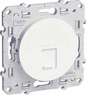 Розетка компьютерная 1-ая кат.5е, RJ-45 (интернет), Белый, серия Odace, Schneider Electric