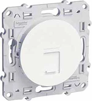 Розетка компьютерная 1-ая кат.6, RJ-45 (интернет), Белый, серия Odace, Schneider Electric