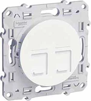 Розетка компьютерная 2-ая кат.5е, RJ-45 (интернет), Белый, серия Odace, Schneider Electric