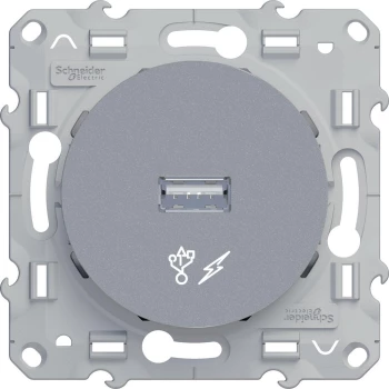 Розетка USB 1-ая, Алюминий, серия Odace, Schneider Electric