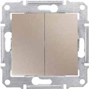 Выключатель 2-клавишный, влагозащищенный IP44, Титан, серия Sedna, Schneider Electric
