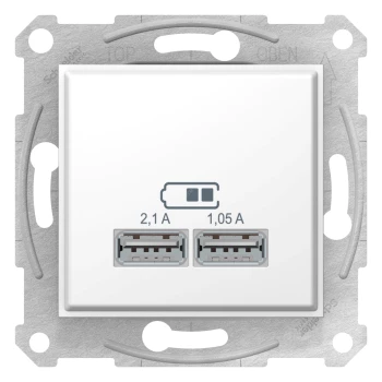Розетка USB 2-ая 2100 мА (для подзарядки), Белый, серия Sedna, Schneider Electric