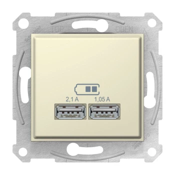 Розетка USB 2-ая (для подзарядки), Бежевый, серия Sedna, Schneider Electric