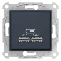 Розетка USB 2-ая (для подзарядки), Графит, серия Sedna, Schneider Electric