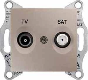 Розетка телевизионная проходная ТV-SAT 8dB, Титан, серия Sedna, Schneider Electric