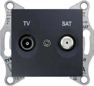 Розетка телевизионная проходная ТV-SAT 8dB, Графит, серия Sedna, Schneider Electric