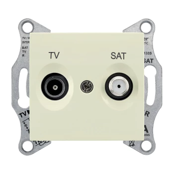 Розетка телевизионная проходная ТV-SAT, Бежевый, серия Sedna, Schneider Electric