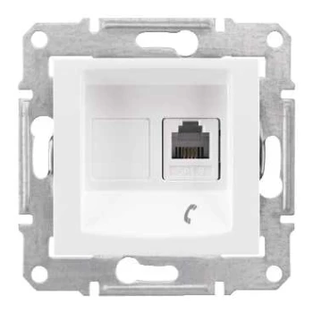 Розетка телефонная 1-ая 4 контакта, RJ-11, Белый, серия Sedna, Schneider Electric