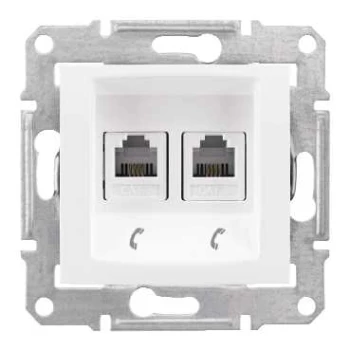 Розетка телефонная 2-ая 4 контакта, RJ-11, Белый, серия Sedna, Schneider Electric