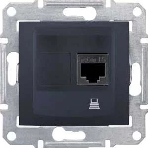 Розетка компьютерная 1-ая кат.5е, RJ-45 (интернет), Графит, серия Sedna, Schneider Electric