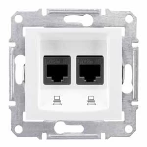 Розетка компьютерная 2-ая кат.5е, RJ-45 (интернет), Белый, серия Sedna, Schneider Electric