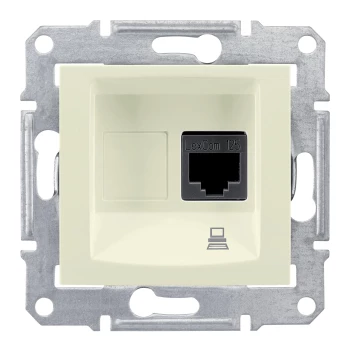 Розетка компьютерная 1-ая экранированная кат.5е, RJ-45 (интернет), Бежевый, серия Sedna, Schneider Electric