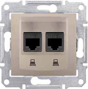 Розетка компьютерная 2-ая экранированная кат.5е, RJ-45 (интернет), Титан, серия Sedna, Schneider Electric