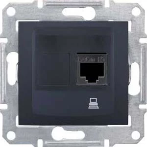 Розетка компьютерная 1-ая кат.6, RJ-45 (интернет), Графит, серия Sedna, Schneider Electric