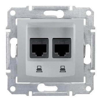 Розетка компьютерная 2-ая кат.6, RJ-45 (интернет), Алюминий, серия Sedna, Schneider Electric