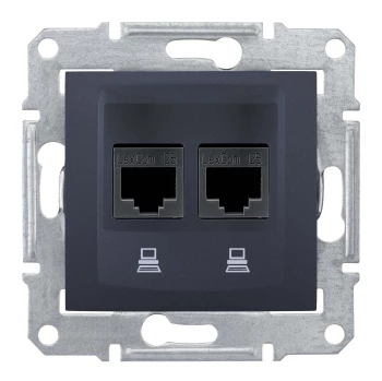 Розетка компьютерная 2-ая кат.6, RJ-45 (интернет), Графит, серия Sedna, Schneider Electric