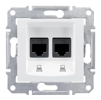 Розетка компьютерная 2-ая экранированная кат.6е, RJ-45 (интернет), Белый, серия Sedna, Schneider Electric