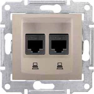 Розетка компьютерная 2-ая экранированная кат.6е, RJ-45 (интернет), Титан, серия Sedna, Schneider Electric